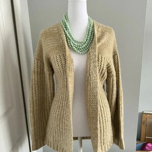 Esqualo Tan Chunky Open Front Cardigan New